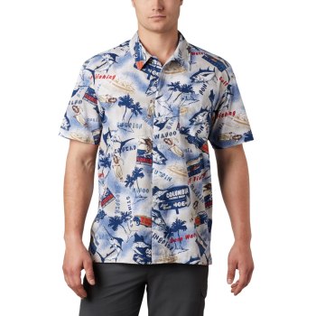 Columbia Overhemd Heren, PFG Trollers Best Short Sleeve Big DonkerGrijs, 01OFMLPKC